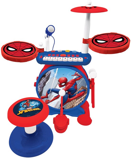 Spider-Man Complete elektronische lichtgevende drums ingesteld met stoel