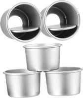 5 stuks - Quichevorm - Bakvorm - Taartvorm - Bak Vorm Voor Cake & Taarten - Met Anti-Aanbak Laag & Losse Bodem - zilver - metaal - 6.3*6.3*4cm