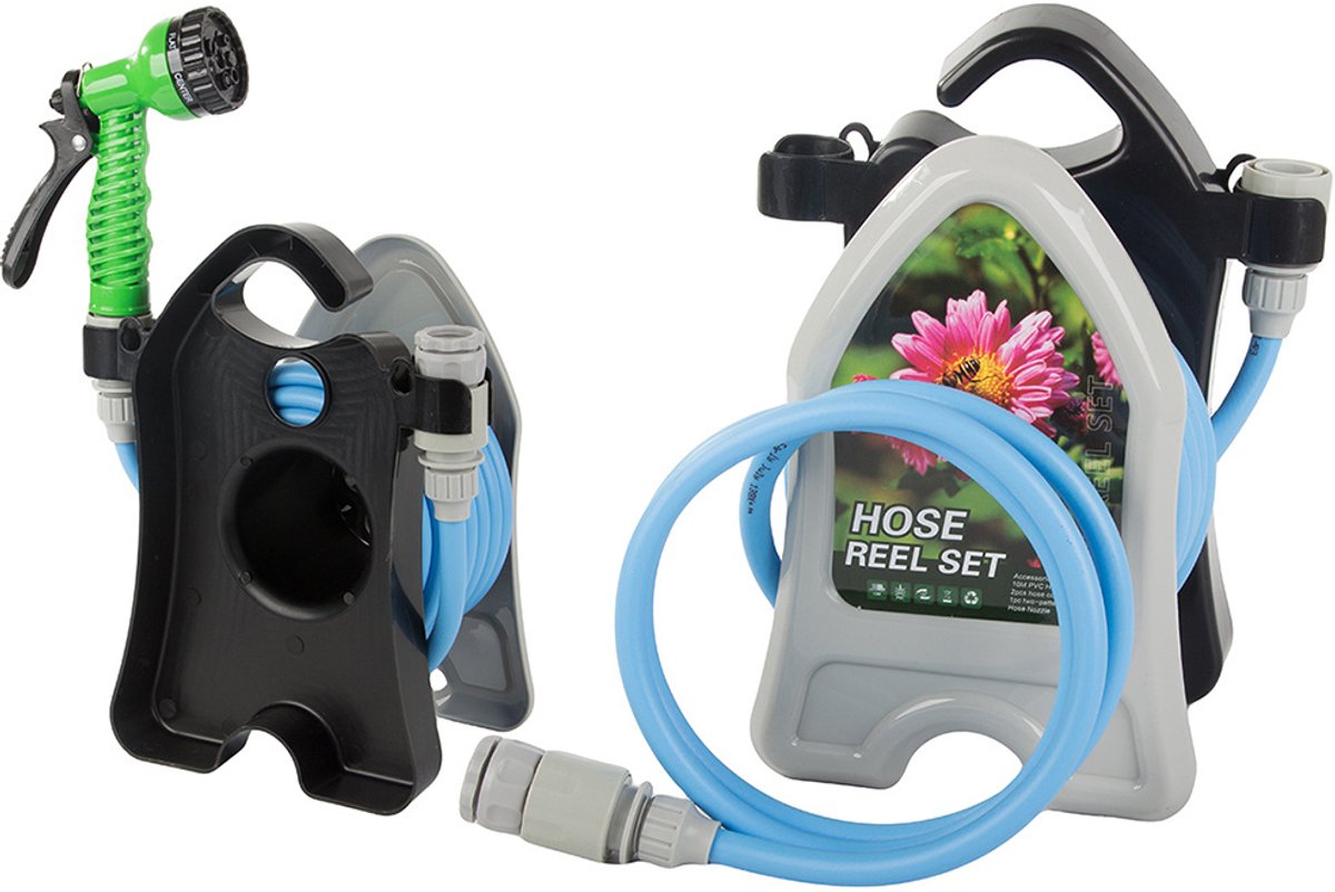 Tuinslang 10 Meter met Standaard – Inclusief 7-in-1 Spuitpistool – Compact, Lichtgewicht en Weerbestendig Hoge Druk tuinslanghaspel - tuinslang gardena - tuinslang koppelingen – Blauw - 65311 – foto 7