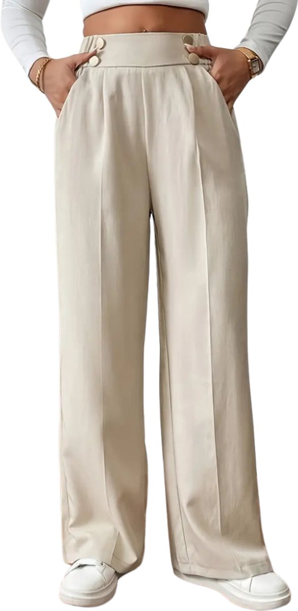 Livano Pantalon Dames Chino Golfbroek Nette Broek Met Elastische Tailleband Volwassenen Abrikoos