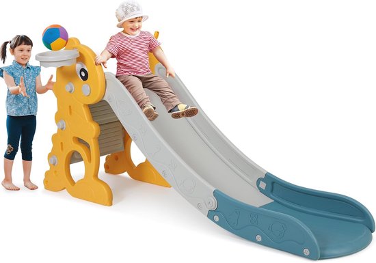 Kinderpretglijbaan Met Basketbalring Kinderglijbaan HDPE Tuinglijbaan Max 40kg Peuterglijbaan Voor 1 12 Jaar Babyglijbaan Binnen En Buitenglijbaan Met Glijbaanuitloop 133x58x62 5cm P 010229925968