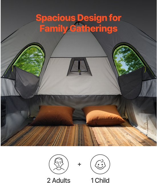 Pickup Truck Tent, Geschikt voor 1,5 tot 1,5 m Hoge Vrachtwagens voor Kamperen, Waterdicht PU2000 mm, Slaaptent voor 2-3 Personen met Dubbellaags Ontwerp Ramen van Vevor — afbeelding 2