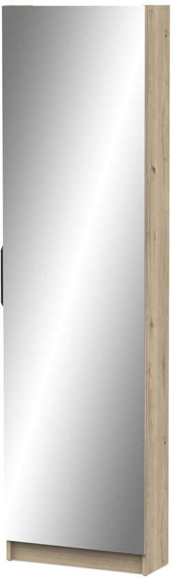 Belfurn - Schoenenkast met spiegeldeur Zapatero royale eik-180x50x20cm