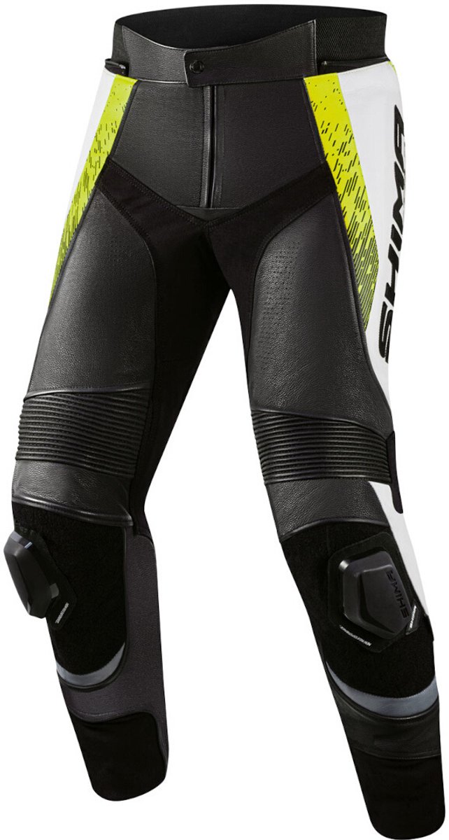 SHIMA STR 2.0 Zwart Wit Geel Leren Motorbroek - Broek