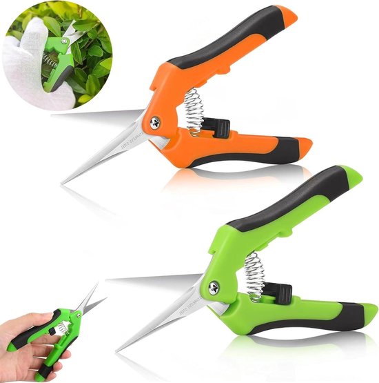 WORKPRO Tuinschaar Set 2-delig, 210mm Bypass Snoeischaar met SK5-mes voor Verse Takken, 160mm Oogstschaar voor Bloemen en Fruit, Rozenschaar Boomschaar Tuingereedschap voor Tuinieren