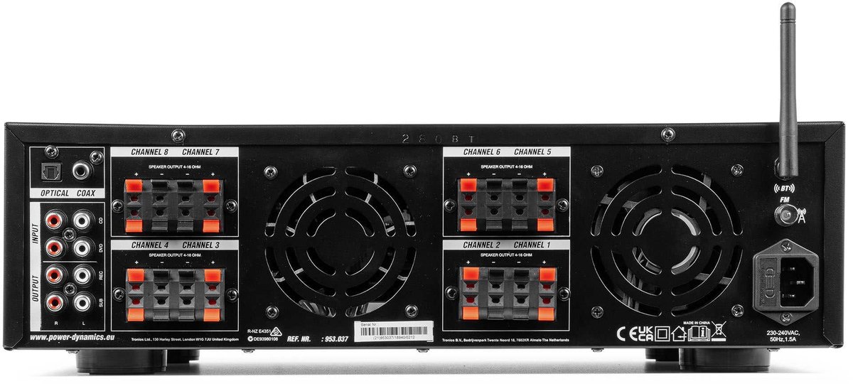 Power Dynamics PV280BT geluidsinstallatie - Met 16 speaker en 8-zone versterker - Bluetooth - 800W thumbnail 8