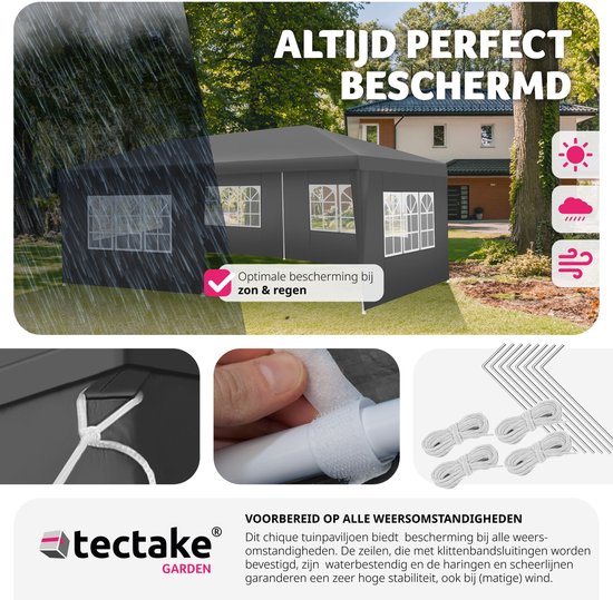 tectake Luxe tuinpaviljoen Emine met 6 zijdelen - antraciet - 403269 | Webshop tectake Luxe tuinpaviljoen Emine met 6 zijdelen - antraciet - 403269 | Webshop