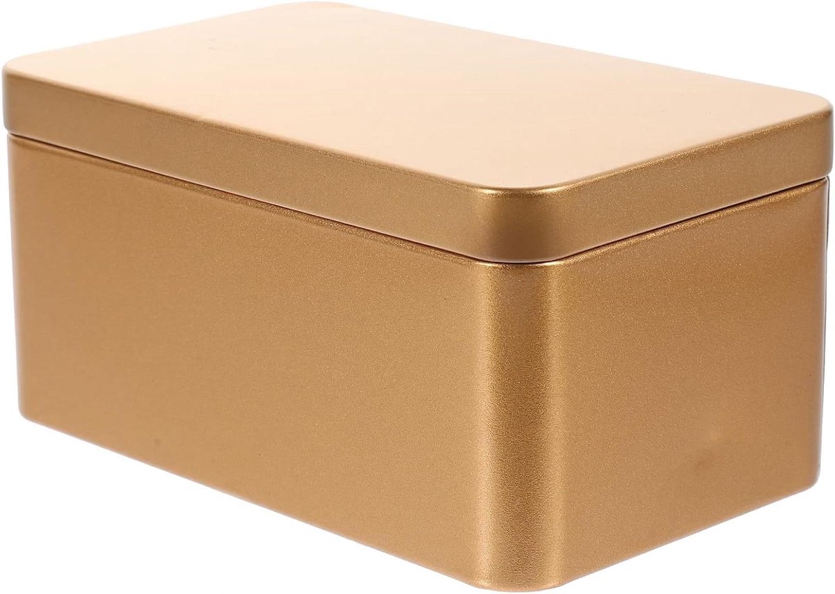 Metalen dozen rechthoekig draagbare theeblad opslagcontainer - 13 x 8 x 6 cm (gouden) - theeopslag klein