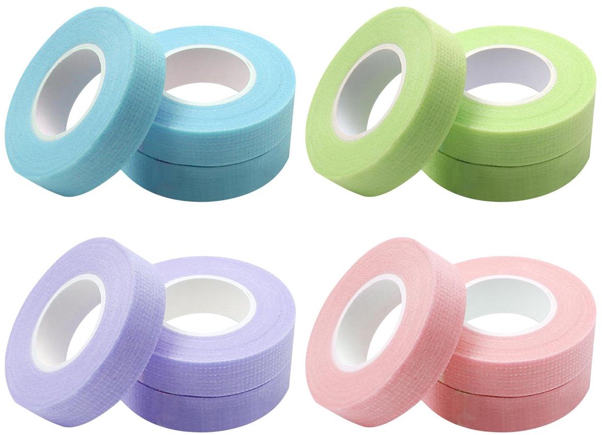 12 rollen microporie wimpertape voor wimperverlenging isolatie - 9 m per rol (4 kleuren)