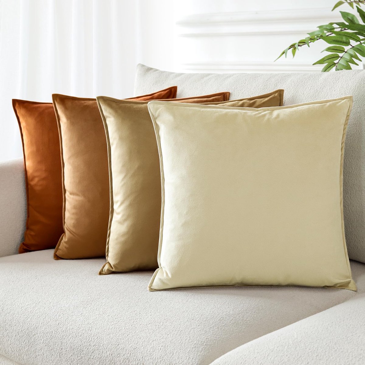 Ibenzoa Set van 4 Luxe Fluwelen Kussenslopen voor Elke Ruimte - 45x45 cm, Geel