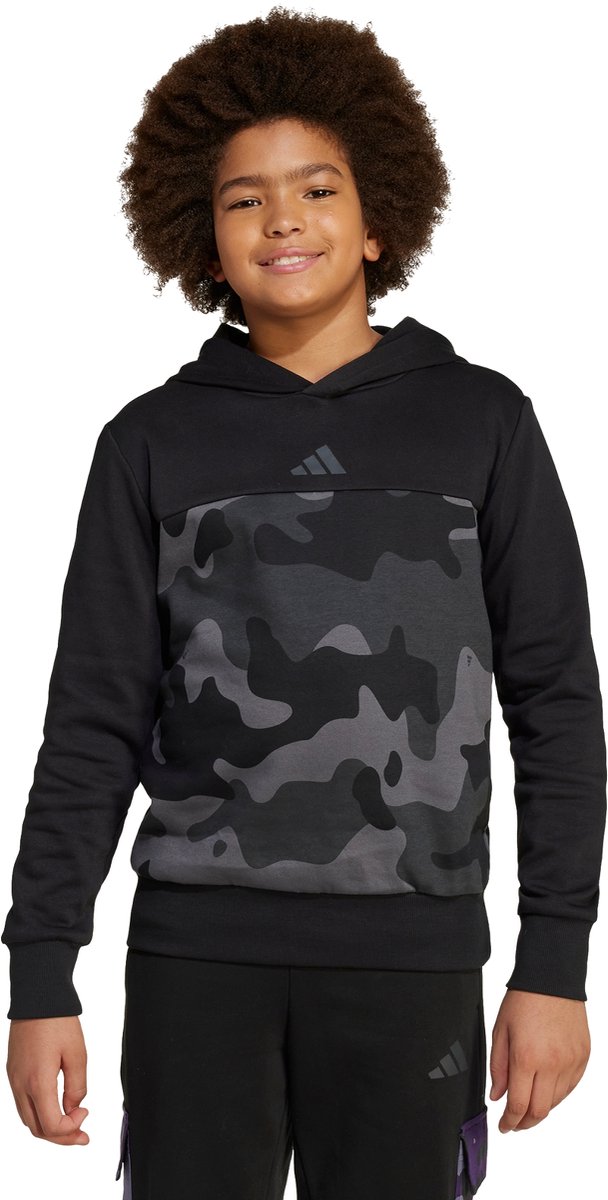 adidas Sportswear Seasonal Essentials Camo Fleece Hoodie Kids Kinderen Zwart
