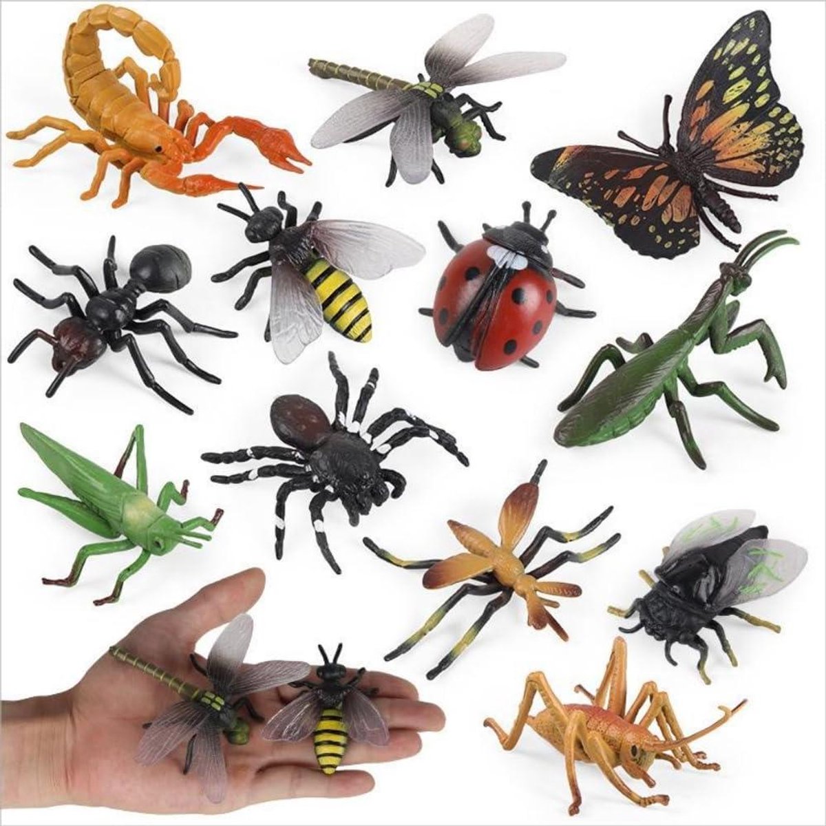 Groot insectenpatroon speelgoed - 12 stuks kunststof figuren voor kinderen