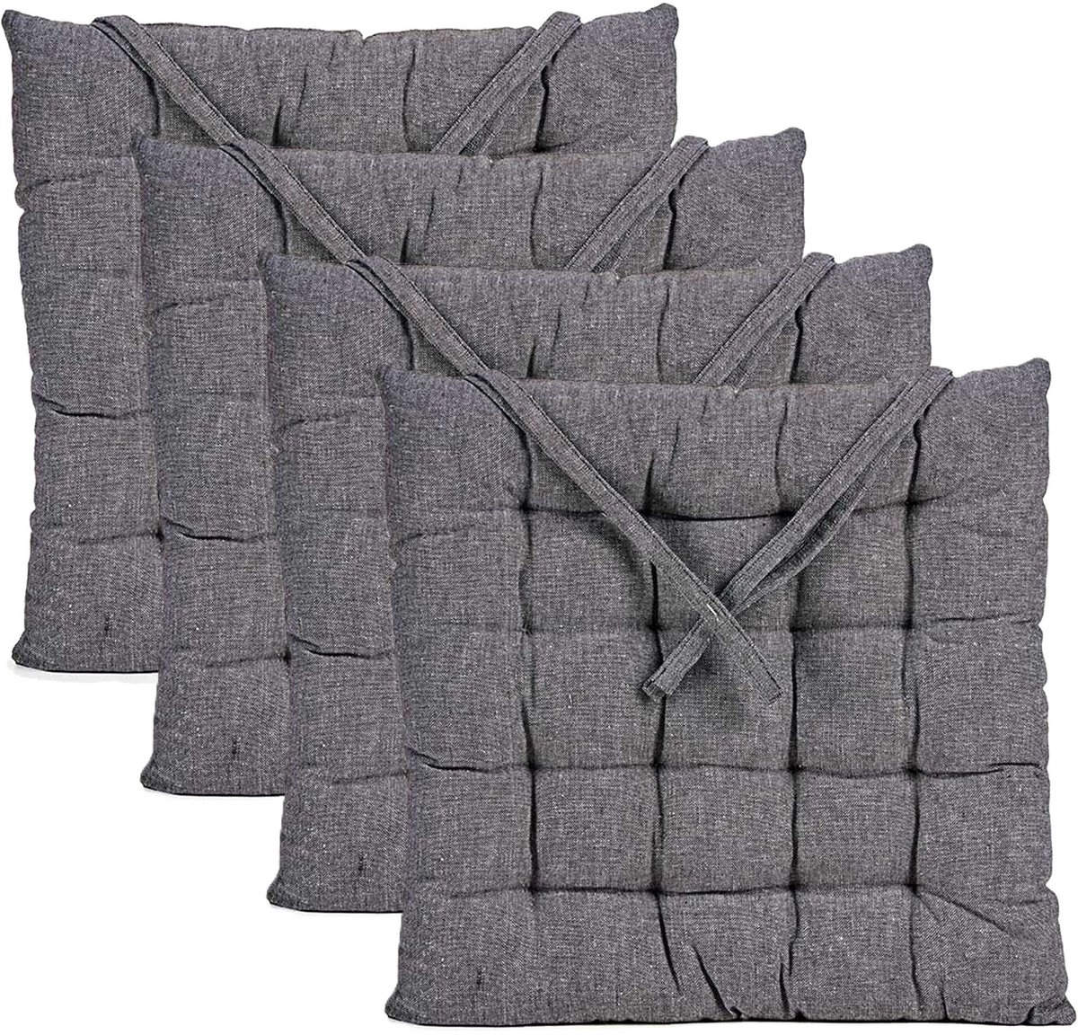 Giftdecor Stoelkussen Decorama - 4x - binnen/buiten - donkergrijs - 40 x 40 x 5 cm - polyester