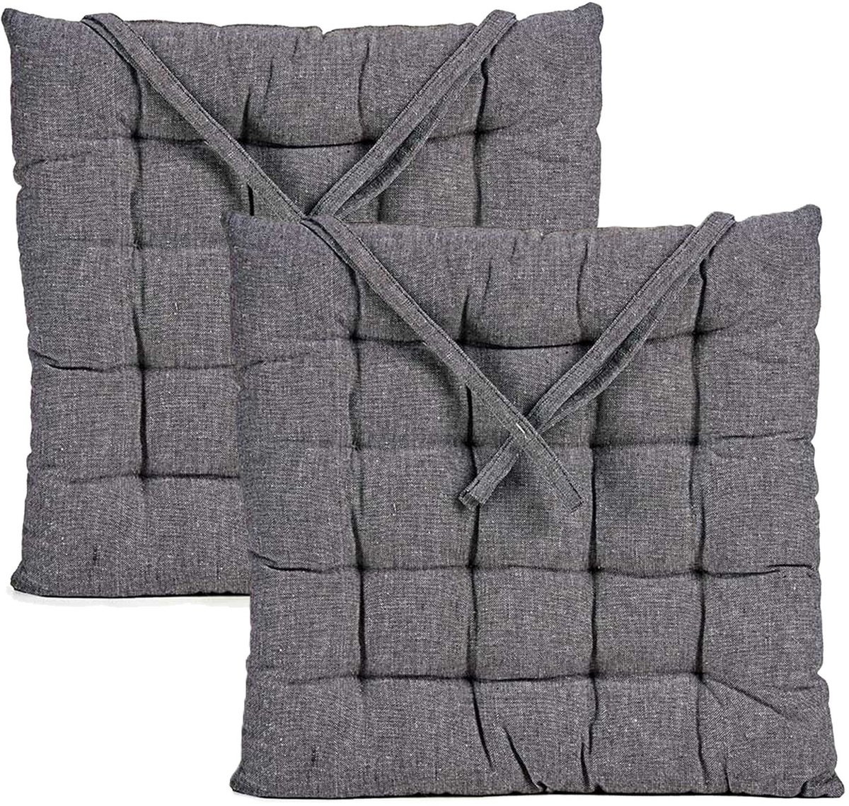 Giftdecor Stoelkussen Decorama - 2x - binnen/buiten - donkergrijs - 40 x 40 x 5 cm - polyester