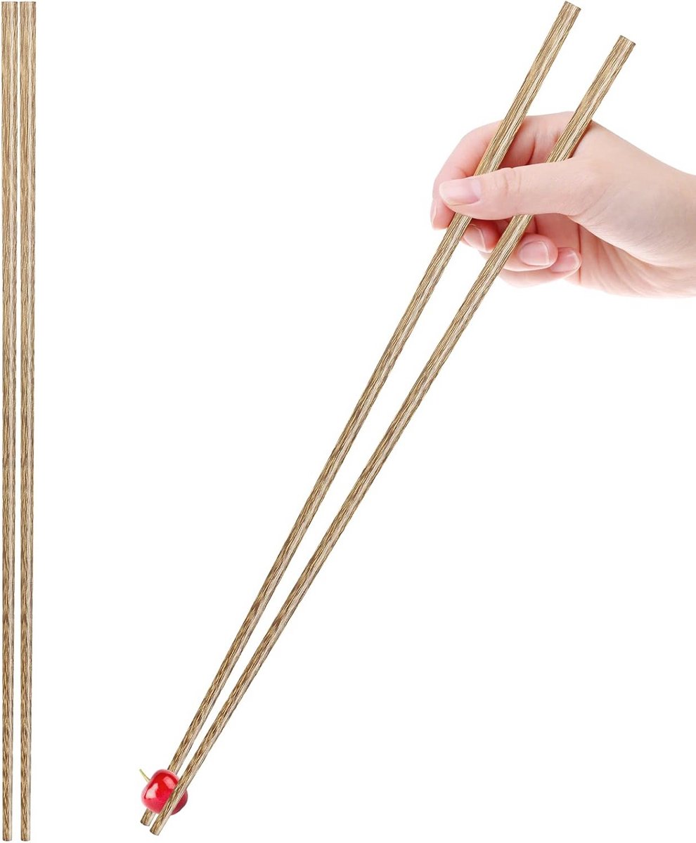 2 paar extra lange houten eetstokjes 42 cm voor Aziatische gerechten - herbruikbaar en vaatwasmachinebestendig