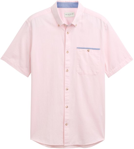 Tom Tailor - Chemise manches courtes - Homme - L - Rose - Katoen - 1046086