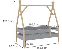 Vitalispa Bali Kinderbed – 80x160 cm Grijs