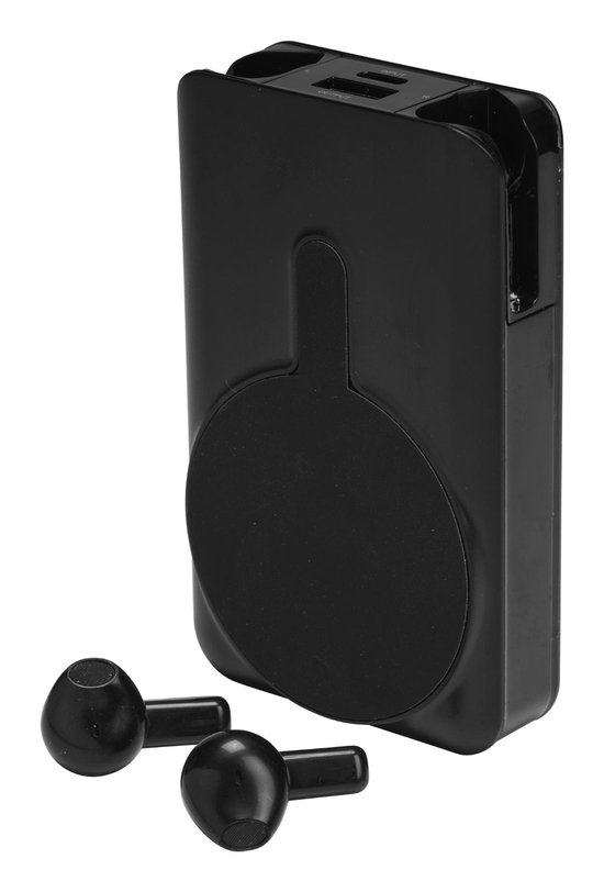 Denver Powerbank met Draadloze Oordopjes – 2-in-1 – 5.000 mAh – Bluetooth Oortjes Draadloos – Geschikt voor o.a. iPhone en Samsung – PWE5001B