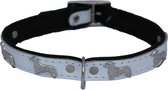 Dog's Companion - Leren halsband Teckel - Lengte: 45cm (35-41cmx20 mm), Kleur: Wit/Zwart