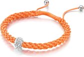 Colori 4 BRA00027 Gevlochten Armband met Kristallen Bal - Oranje