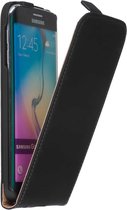 Zwart Lederen Flip Case Cover Hoesje Samsung Galaxy S6 Edge