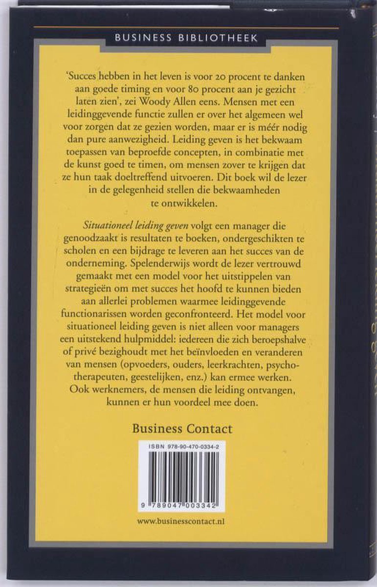 Situationeel leidinggeven* - back cover
