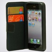 iPhone 5 leather wallet case cover hoes - zwart