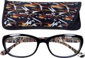 Lilly&June Leesbril Zwart met Fantasie Camouflage +2.5 - Met Bijpassend Etui