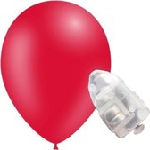 5 stuks ledverlichte Feestballonnen rood 26 cm pastel met losse LED-lampjes