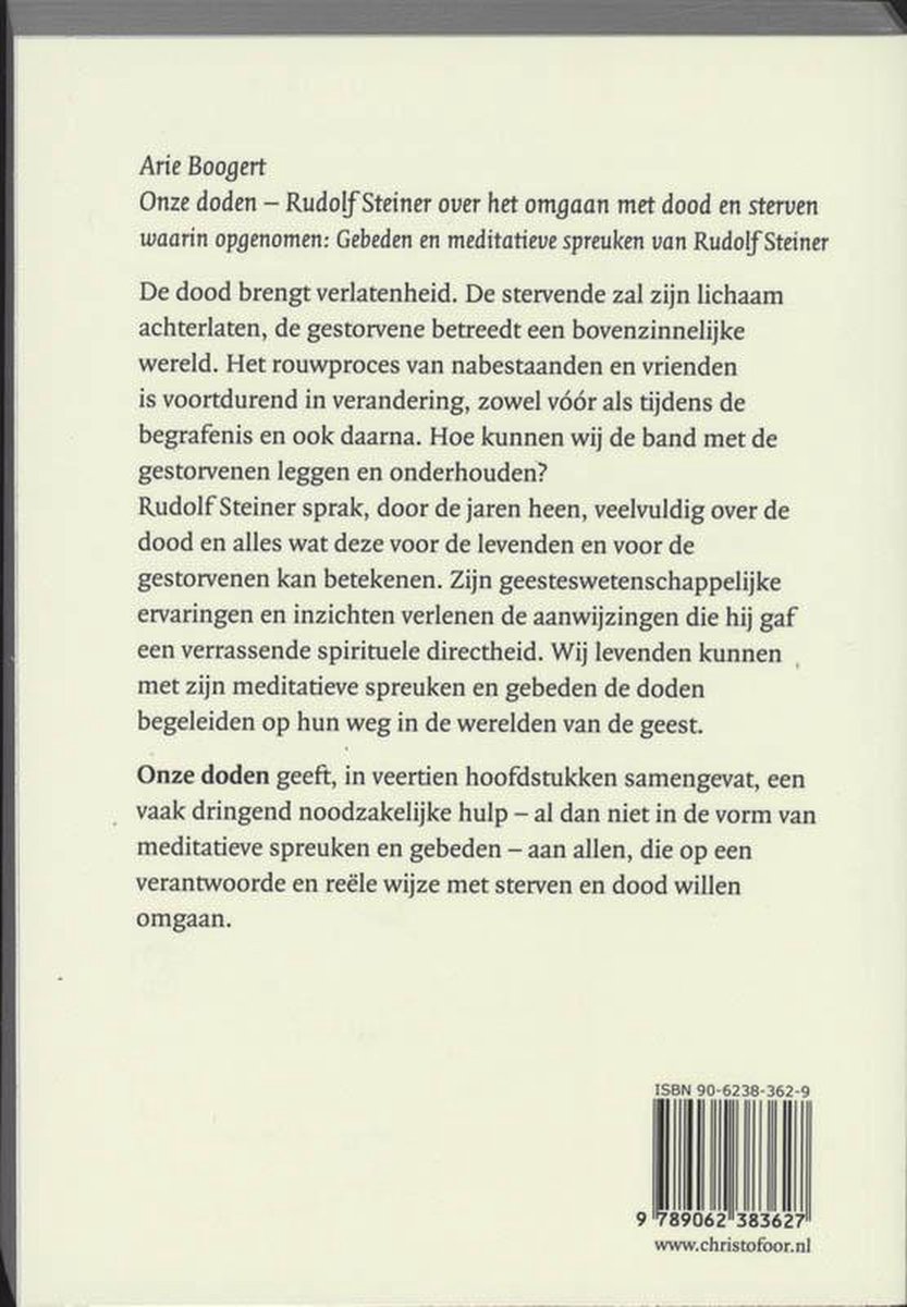 Onze doden - back cover