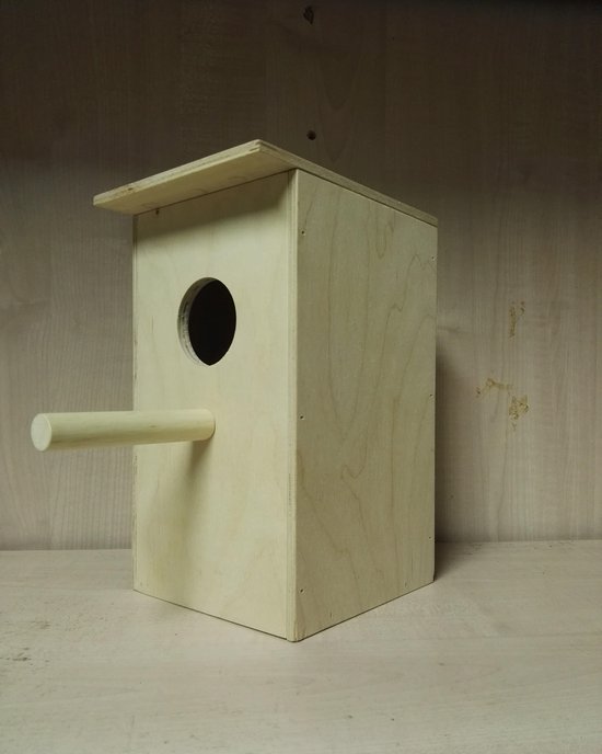 Sporgo Parkieten nestkast schattig vogelhuisje: vogelnest broedkast transparant design, massief hout papegaai kweekbox voor liefdesvogel elenzitkiet parkiet lovevogels papegaaien 13 x 13 x 25 cm