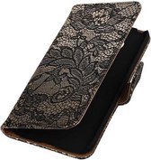 Lace Bookstyle Wallet Case Hoesjes Geschikt voor LG G5 Zwart