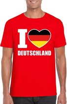 Rood I love Duitsland fan shirt heren S