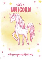 Poster eenhoorn | chase your dreams - ride a unicorn