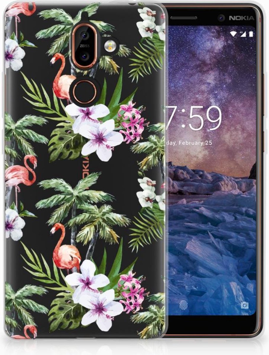 Nokia 7 Plus TPU Hoesje Flamingo Palms