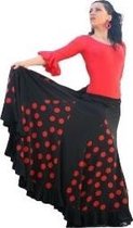 Spaanse Flamenco Rok - Zwart met Rode Stippen - Maat XXL - Volwassenen - Verkleed Rok