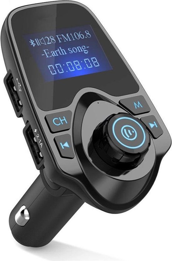 Bluetooth FM Transmitter voor in de auto - ZT – Handsfree bellen carkit met  AUX / SD