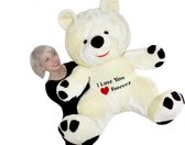 Knuffelbeer - i love you forever - 120 cm - crème zwart