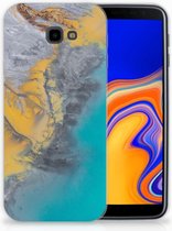 TPU Siliconen backcase Geschikt voor Samsung Galaxy J4 Plus (2018) Design Marble Blue Gold