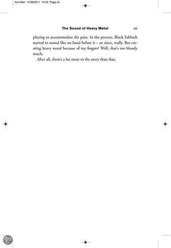 Pagina xiii, tekst over Black Sabbath, Tony Iommi.