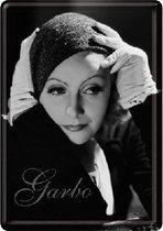 Greta Garbo Metalen Postcard 10 x 14 cm.
