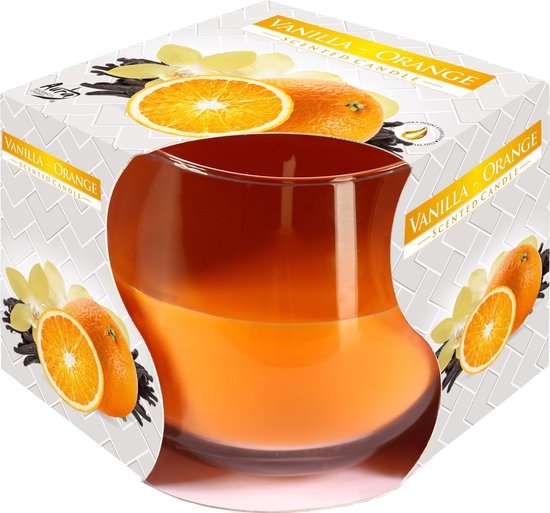 Bougie Parfumée Cosy & Trendy - Glas - Ø 8 cm x 7 cm - Vanille - Oranje - Set-6
