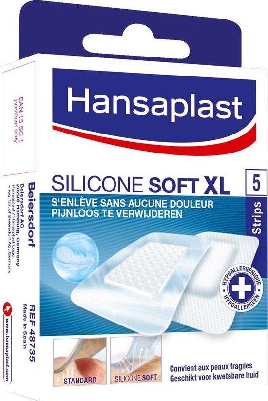 Attent ga sightseeing Winkelier Hansaplast Silicone Soft XL 5 stuks | bol.com