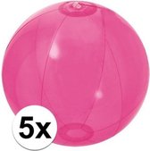 5x Opblaasbare strandbal fel roze 30 cm