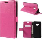 Litchi wallet hoesje HTC One M9 roze