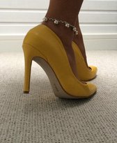 damesschoen sexy pump oker geel - high heels stiletto - killer heels