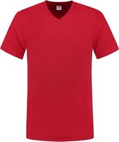 Tricorp T-shirt V-hals fitted - Casual - 101005 - Rood - maat M