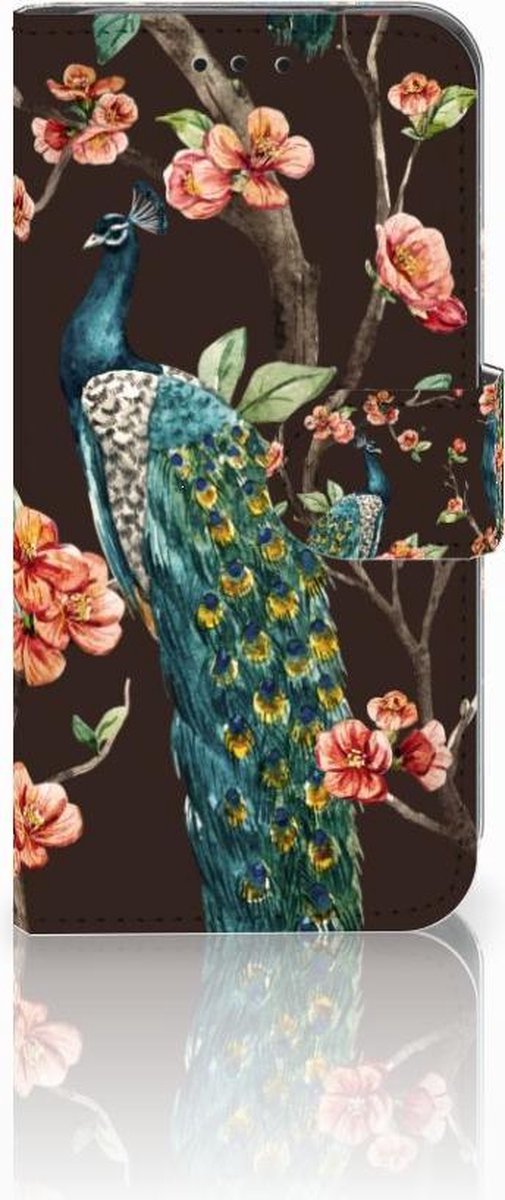 Samsung Galaxy S10e Telefoonhoesje met Pasjes Pauw met Bloemen