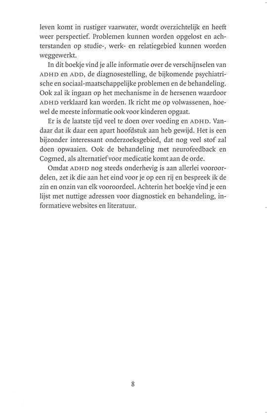 Pagina met tekst over ADHD en ADD, dieper ingaand op oorzaken en behandeling.
