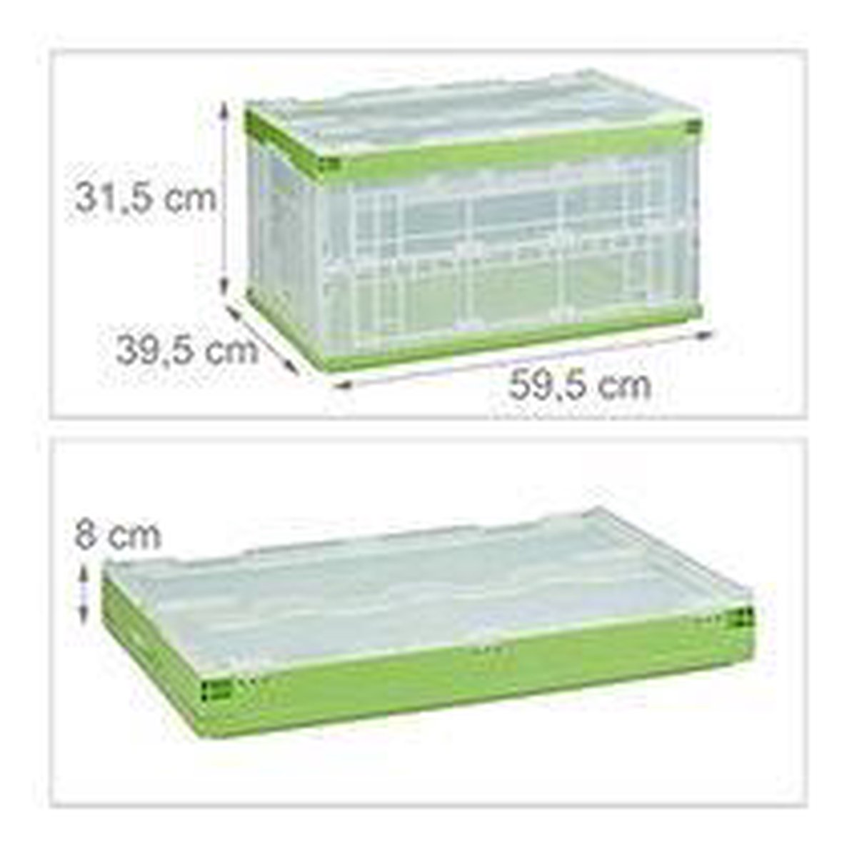 Relaxdays Caja De Almacenaje Con Tapa Plegable, 60 L De Capacidad Plastico 32 5 X 58 5 X 39 5 Cm Gris 85413733